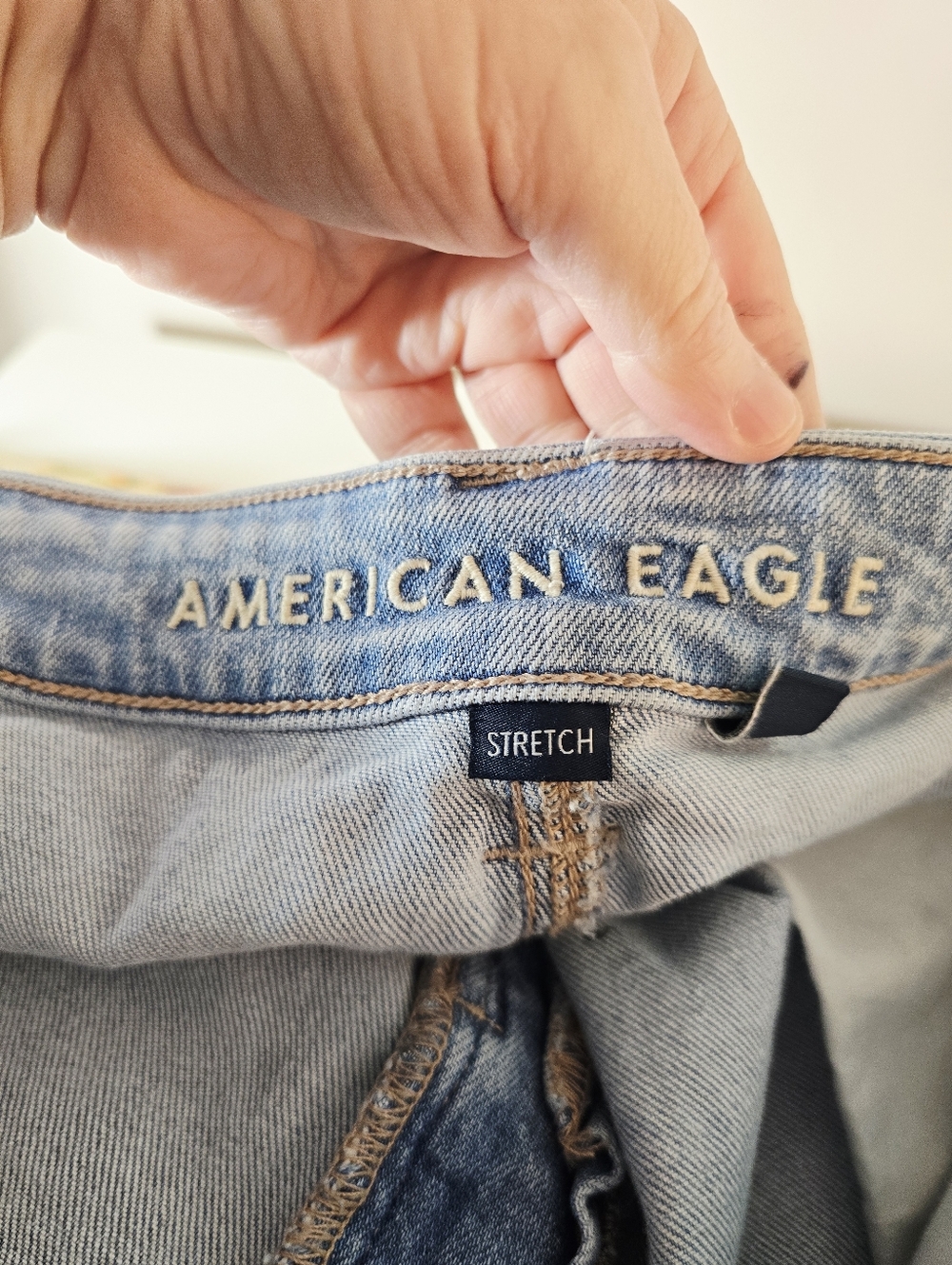American Eagle High Waist Baggybwide Leg Stretch Light Wash Jeans. Ladies 16 - Picture 13 of 16